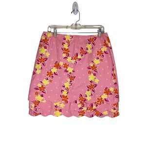VINTAGE PINK LILLY PULITZER FLORAL PRINT SKIRT SIZE 10 *FLAWED*